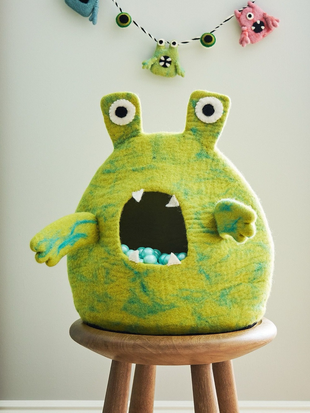 West Elm Halloween Green Felt Monster Candy Bowl